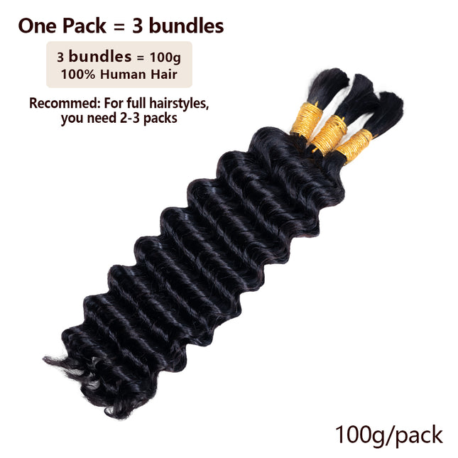 Deep Wave Bulk Hair Extensions for Boho Knotless Braiding