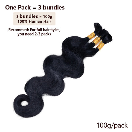 Body Wave Bulk Hair Extensions for Boho Knotless Braiding