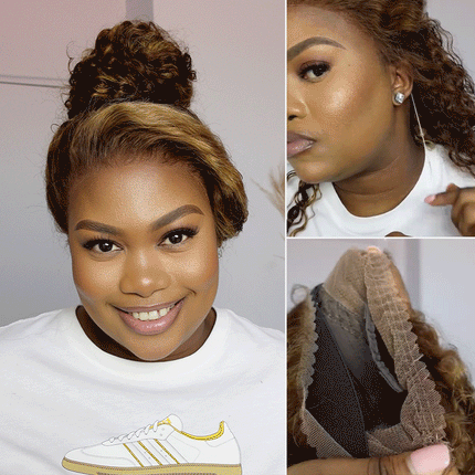 Invisible Strap 360 Lace Bleached Knot Pre-Cut Lace Highlight Water Wave Wig