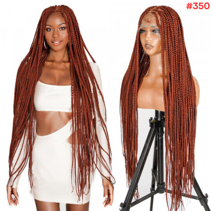 36" Knotless Square Full Handmade Lace Premium Synthetic Fiber Box Braided Wig