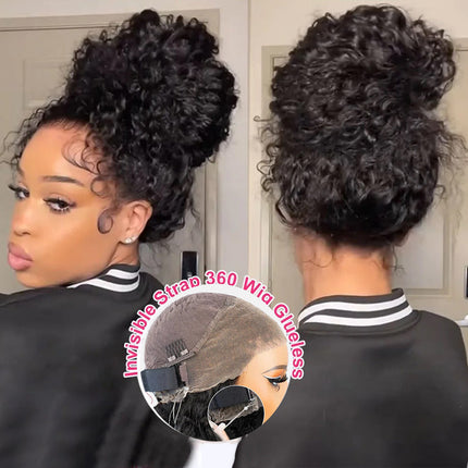 Invisible Strap 360 Lace Bleached Knot Pre-Cut Lace Deep Wave Wig