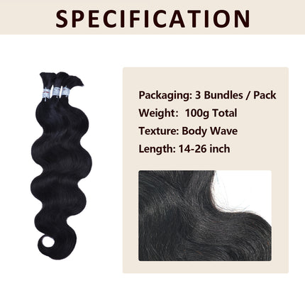 Body Wave Bulk Hair Extensions for Boho Knotless Braiding