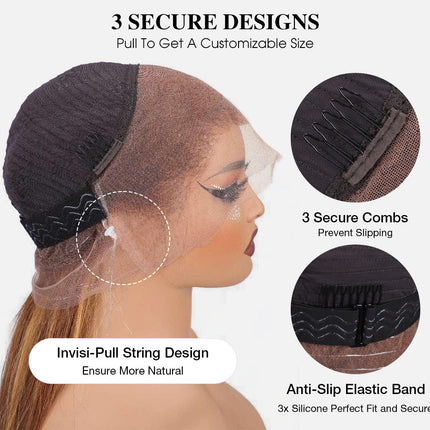 Invisible Strap 360 Lace Bleached Knot Pre-Cut Lace Highlight Water Wave Wig
