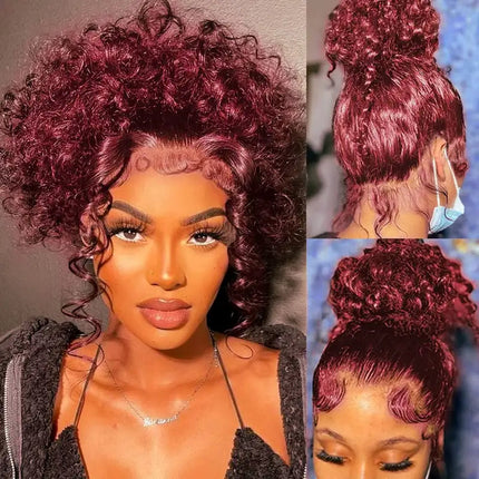 Invisible Strap 360 Lace Bleached Knot Pre-Cut Lace 99J Water Wave Wig