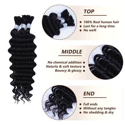 Deep Wave Bulk Hair Extensions for Boho Knotless Braiding