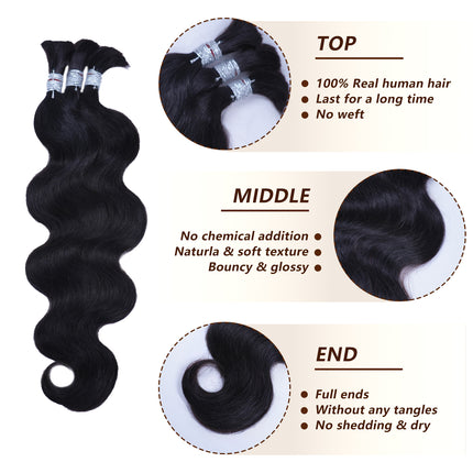 Body Wave Bulk Hair Extensions for Boho Knotless Braiding