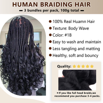 Body Wave Bulk Hair Extensions for Boho Knotless Braiding