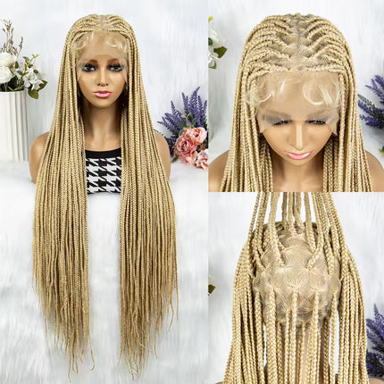36 inch Braided Wigs Knotless #613 Braided Wigs Full Lace Synthetic Wig with Baby Hair