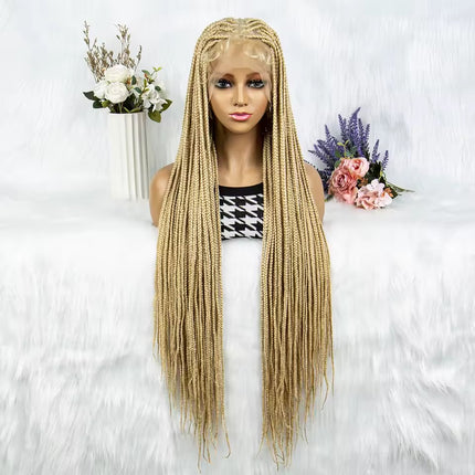36 inch Braided Wigs Knotless #613 Braided Wigs Full Lace Synthetic Wig with Baby Hair