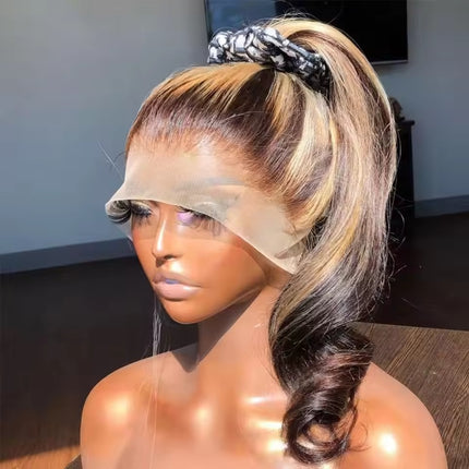 Invisible Strap 360 Lace Bleached Knot Pre-Cut Lace Highlight Straight Wig