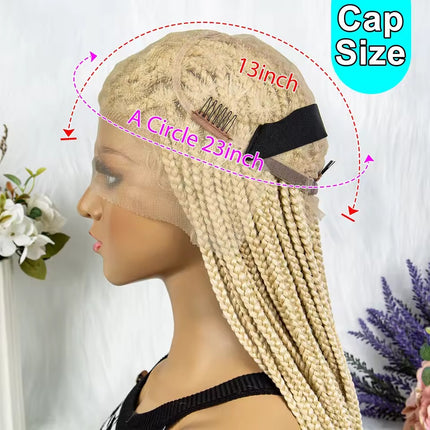 36 inch Braided Wigs Knotless #613 Braided Wigs Full Lace Synthetic Wig with Baby Hair