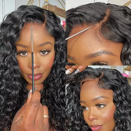 Glueless Lace Bleached Knot Pre-Plucked Water Wave Wig