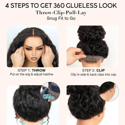 Invisible Strap 360 Lace Bleached Knot Pre-Cut Lace 99J Water Wave Wig