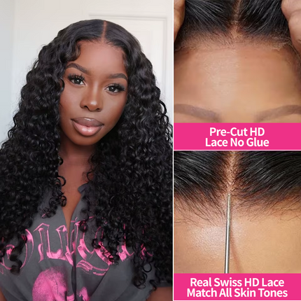 Glueless Lace Bleached Knot Pre-Plucked Water Wave Wig