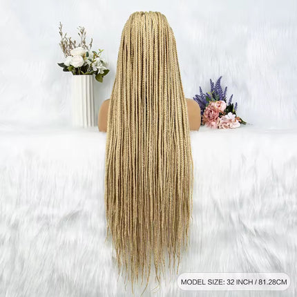 36 inch Braided Wigs Knotless #613 Braided Wigs Full Lace Synthetic Wig with Baby Hair