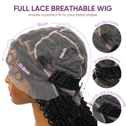 36" Knotless Square Full Handmade Lace Premium Synthetic Fiber Box Braided Wig