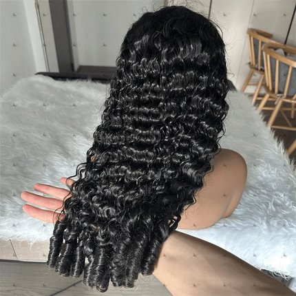 Burmese Curly Human Hair Wigs Lace Frontal Transparent Wig