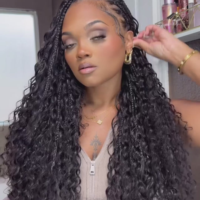 Deep Wave Bulk Hair Extensions for Boho Knotless Braiding