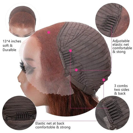 Reddish Brown Lace Front Wig Human Hair Deep Wave Lace Wig