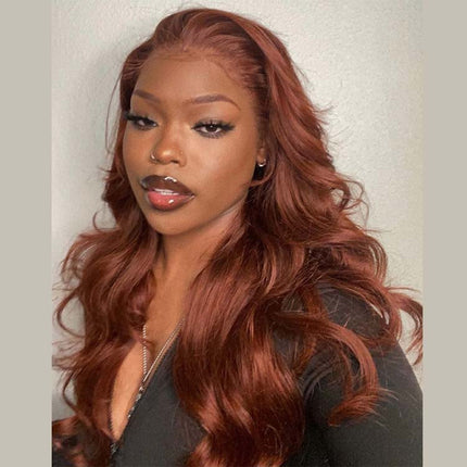 Reddish Brown Lace Front Wig Human Hair Body Wave Lace Wig