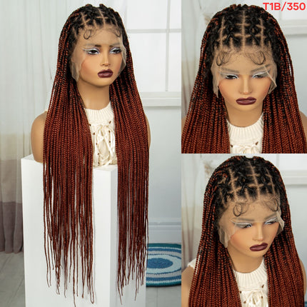 36" Knotless Square Full Handmade Lace Premium Synthetic Fiber Box Braided Wig