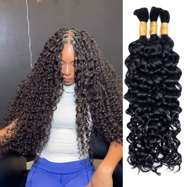 Water Wave Bulk Hair Extensions for Boho Knotless Braiding